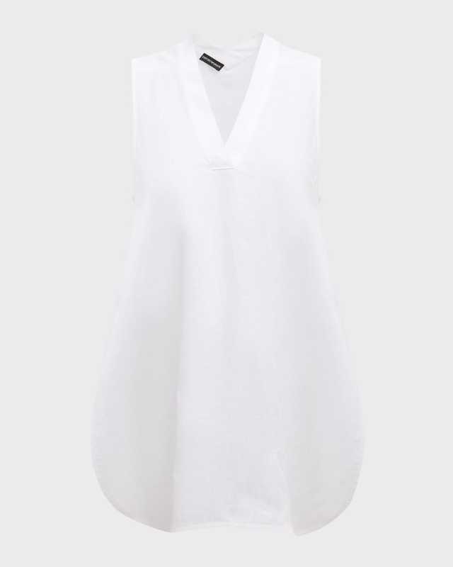 Sleeveless High-Low Linen Blouse